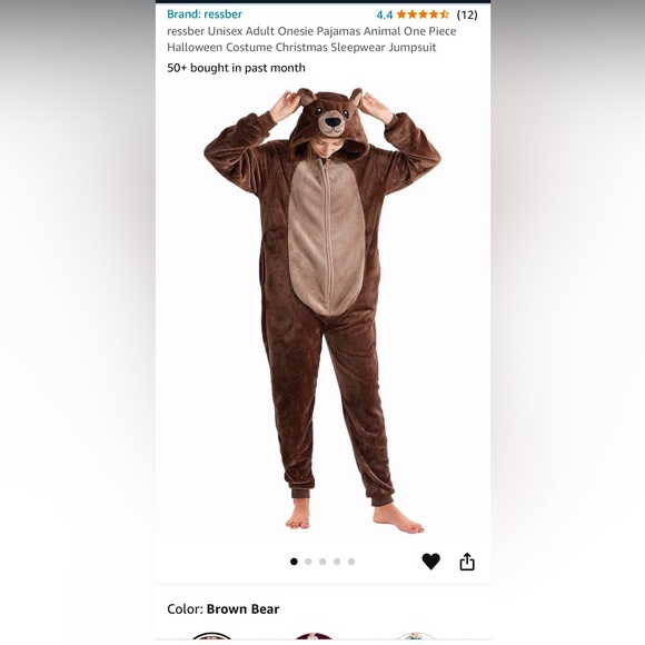 Unisex Adult Onesie Pajamas Bear One Piece - Picture 1 of 5